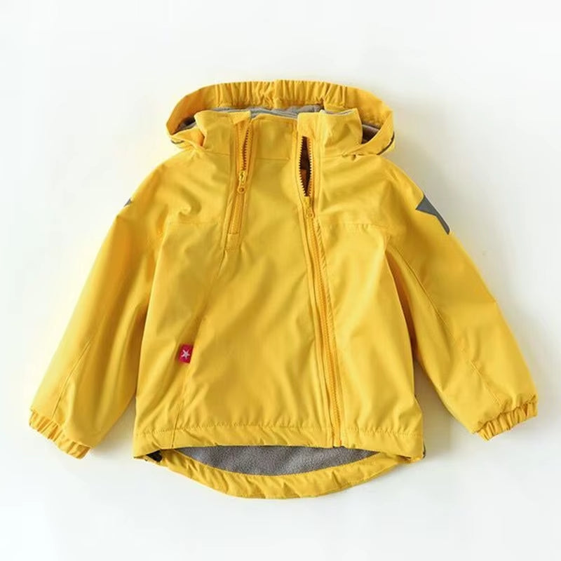 New Style Spring Autumn Child Kid Clothes Baby Girls Boys Double-Deck Windproof Waterproof Outwear Inner Polar Fleece