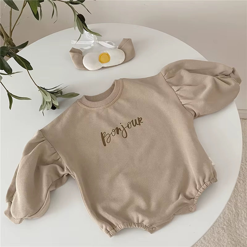 New 2024 Baby Girls Boys Bodysuits Spring Baby Simple Embroidery Loose Package Fart Creeper Sweater Autumn Baby Bodysuit Clothes