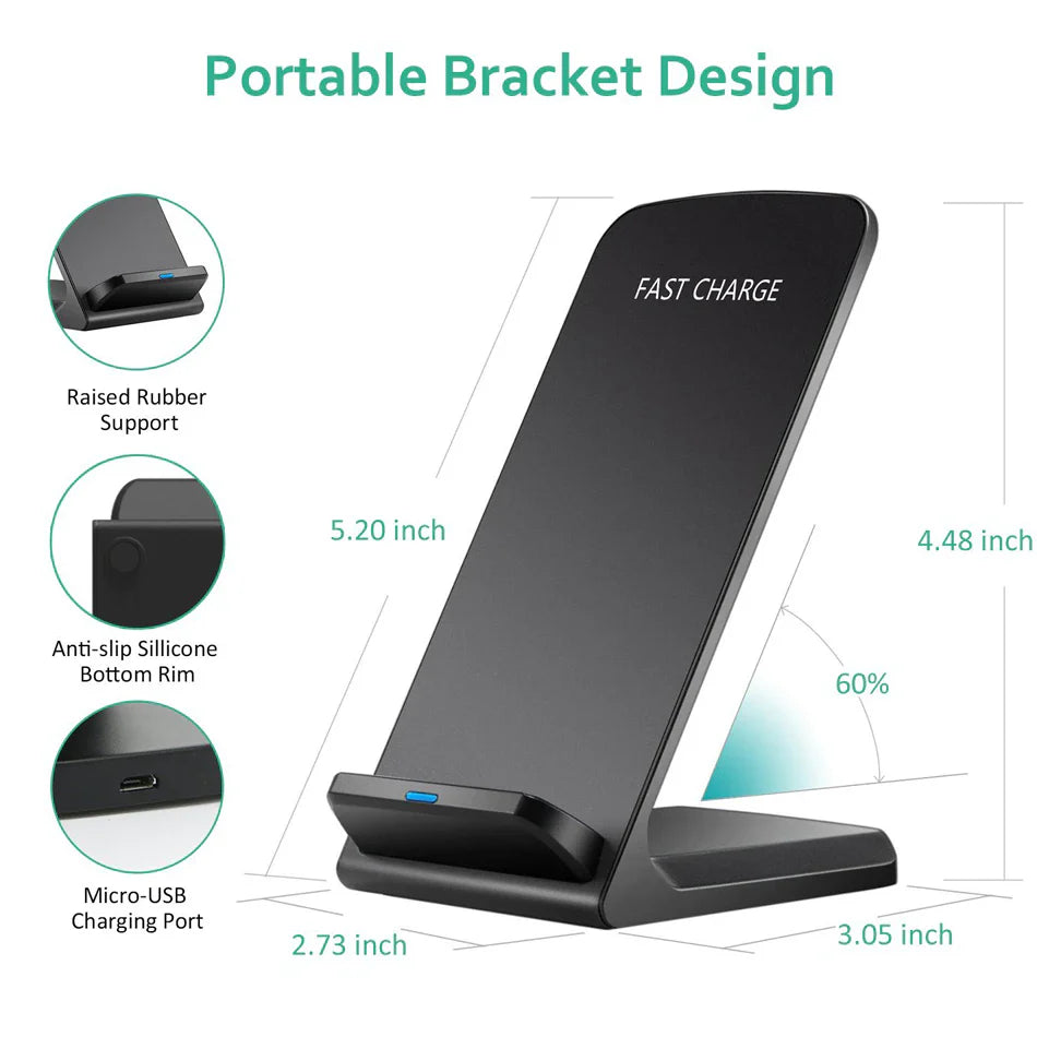 Qi Wireless Fast Charger Charging Pad Stand Dock for Galaxy Phone