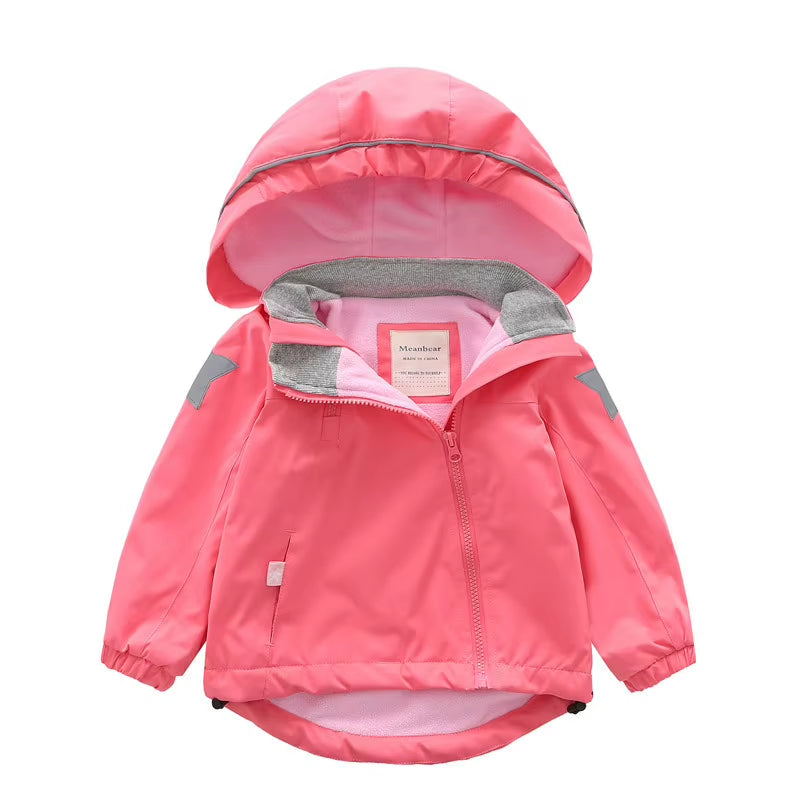 New Style Spring Autumn Child Kid Clothes Baby Girls Boys Double-Deck Windproof Waterproof Outwear Inner Polar Fleece