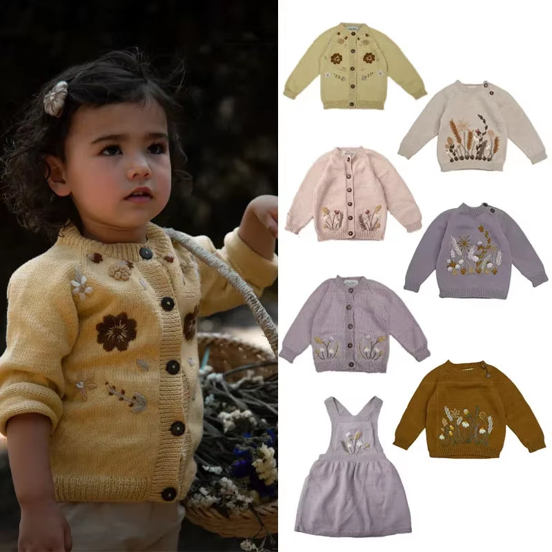 Kids Sweater Shirley Bredal Brand Girls Winter Clothes New Autumn Toddler Cardigan Embroidery Cotton Soft Baby Boys Knit Tops