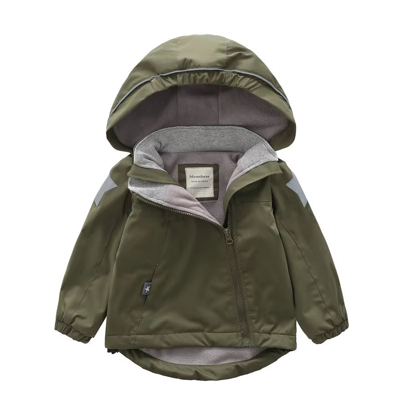 New Style Spring Autumn Child Kid Clothes Baby Girls Boys Double-Deck Windproof Waterproof Outwear Inner Polar Fleece