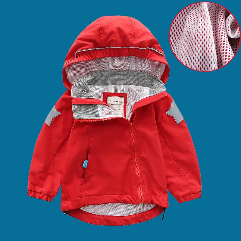New Style Spring Autumn Child Kid Clothes Baby Girls Boys Double-Deck Windproof Waterproof Outwear Inner Polar Fleece