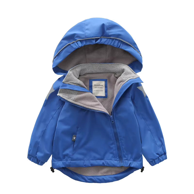 New Style Spring Autumn Child Kid Clothes Baby Girls Boys Double-Deck Windproof Waterproof Outwear Inner Polar Fleece