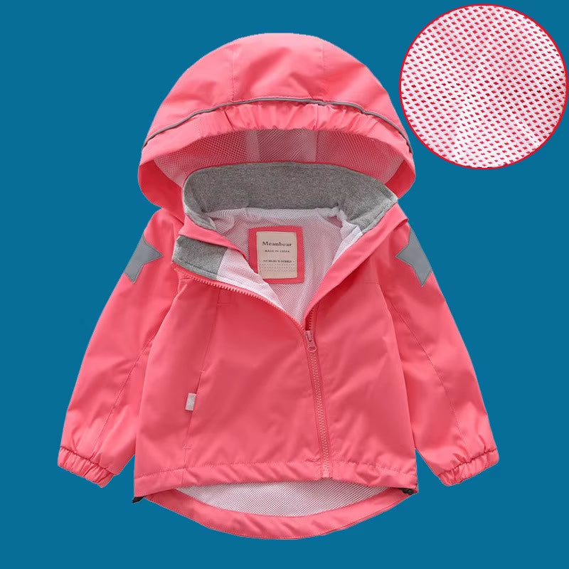 New Style Spring Autumn Child Kid Clothes Baby Girls Boys Double-Deck Windproof Waterproof Outwear Inner Polar Fleece